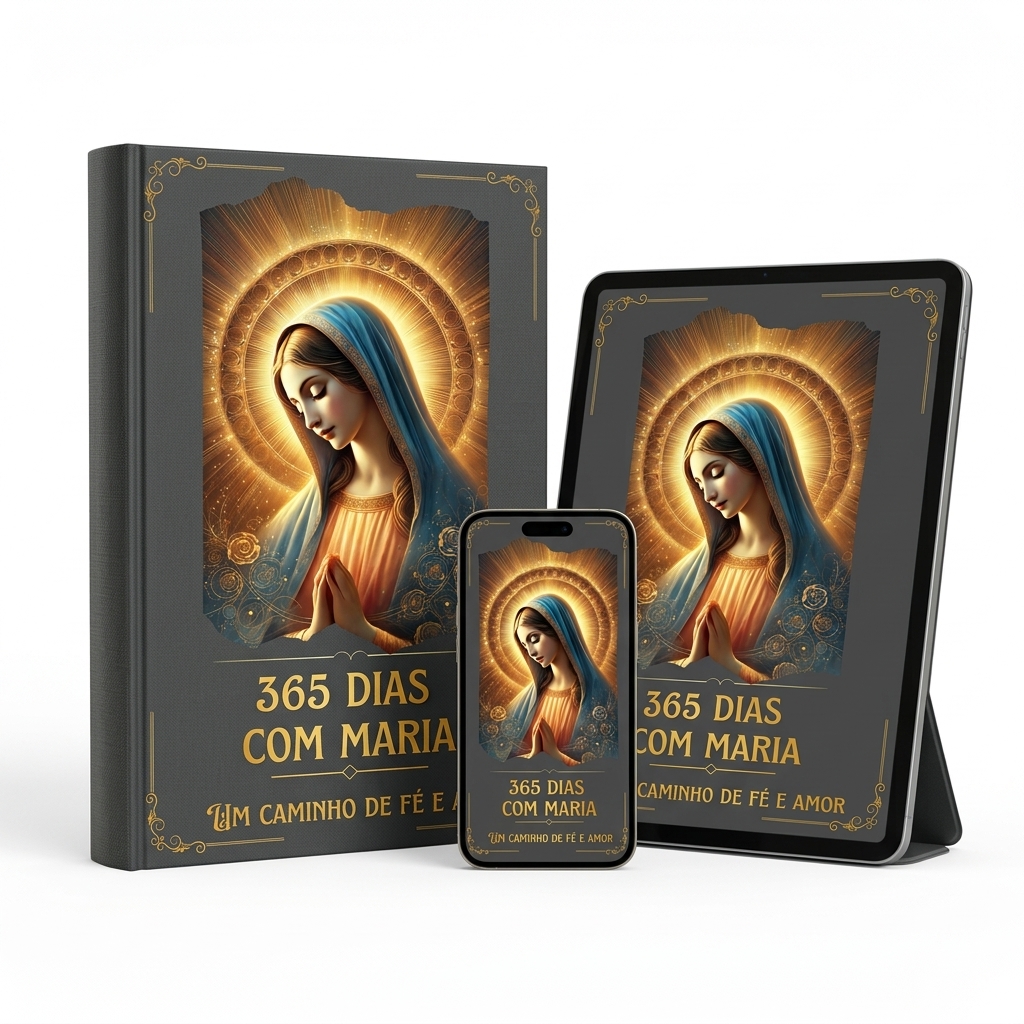 Mockup do Devocional 365 dias com Maria